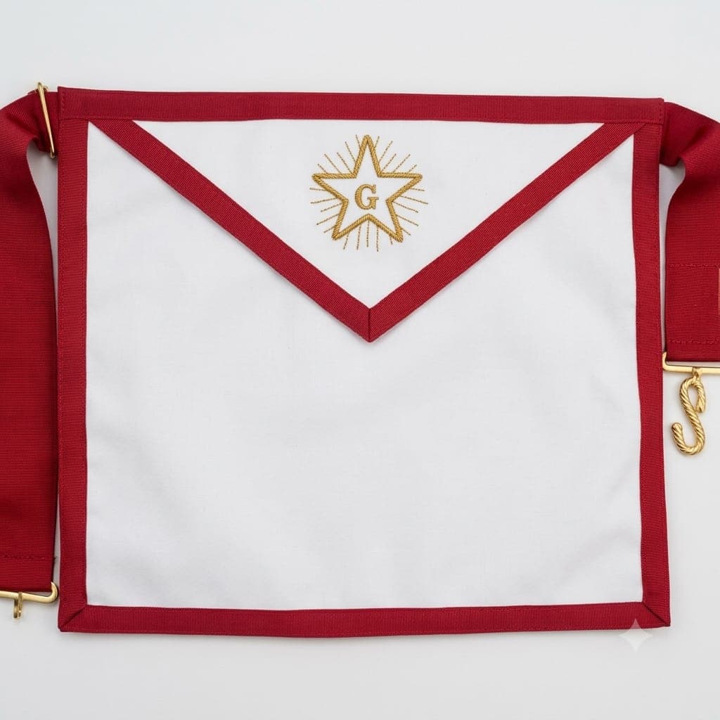Fellowcraft Scottish Rite Apron – White with Thin Red Borders