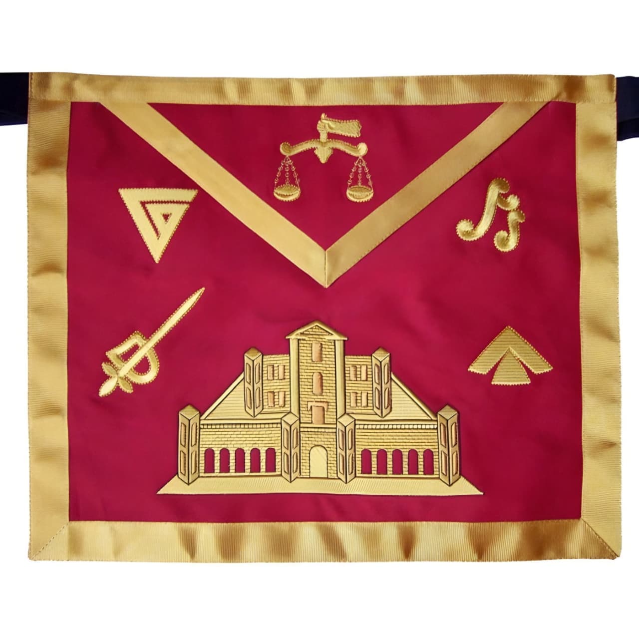 16th Degree Scottish Rite Apron | Red with Gold Borders Masonic Regalia