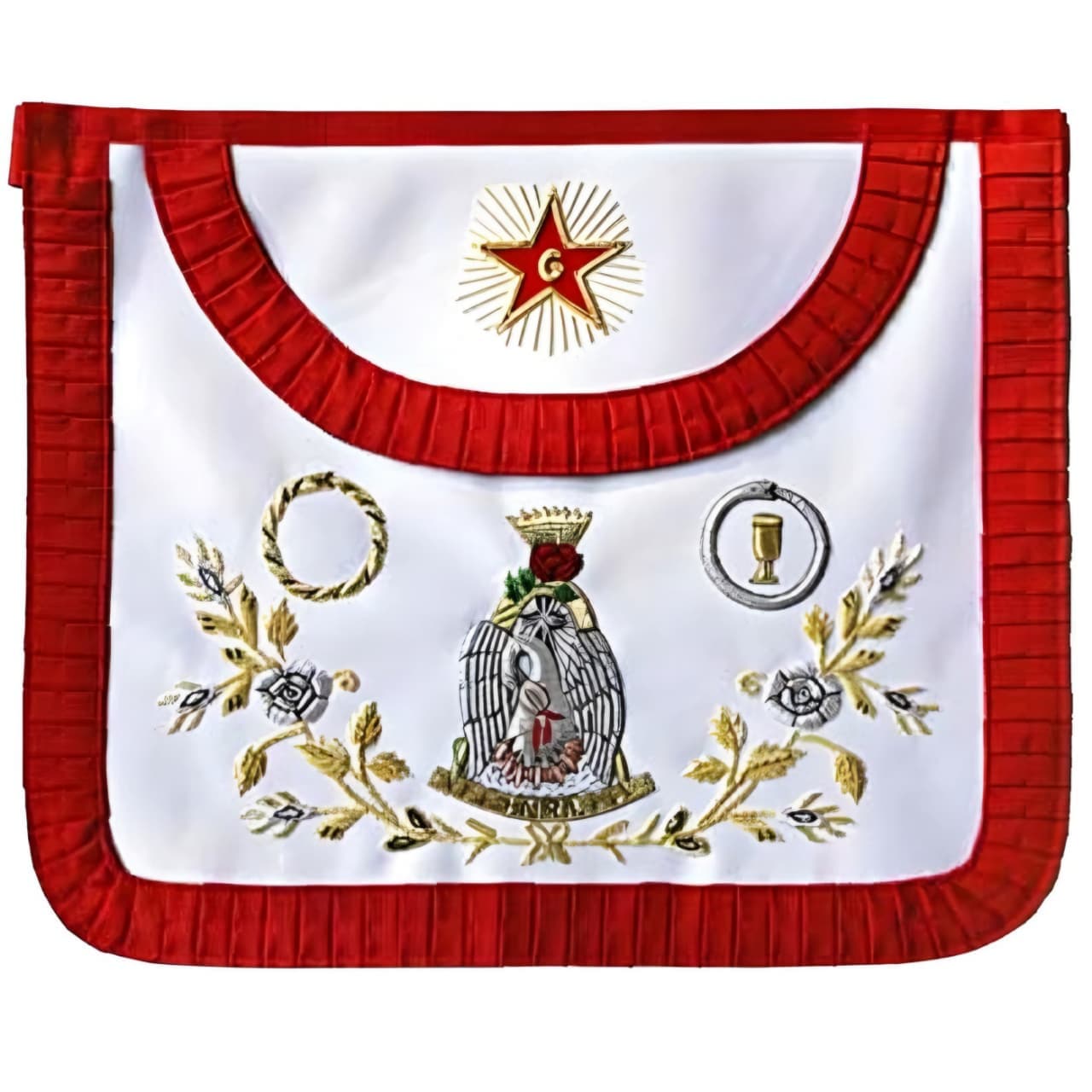 18th Degree Scottish Rite Apron Red Pleated Edges Masonic Regalia