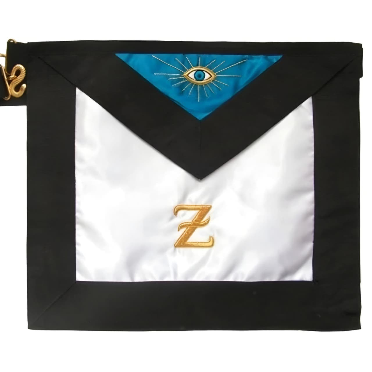 4th Degree Scottish Rite Apron – White & Blue Satin Gold Embroidery