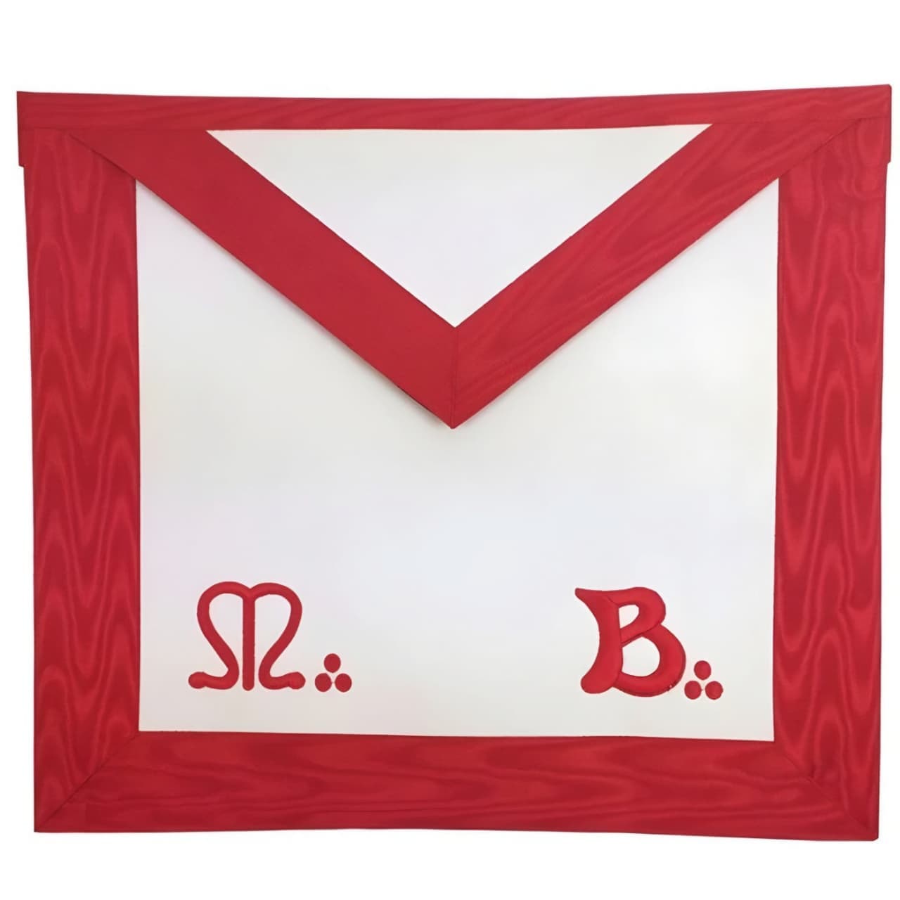Master Mason Scottish Rite Apron – White & Red Moire with Fringe