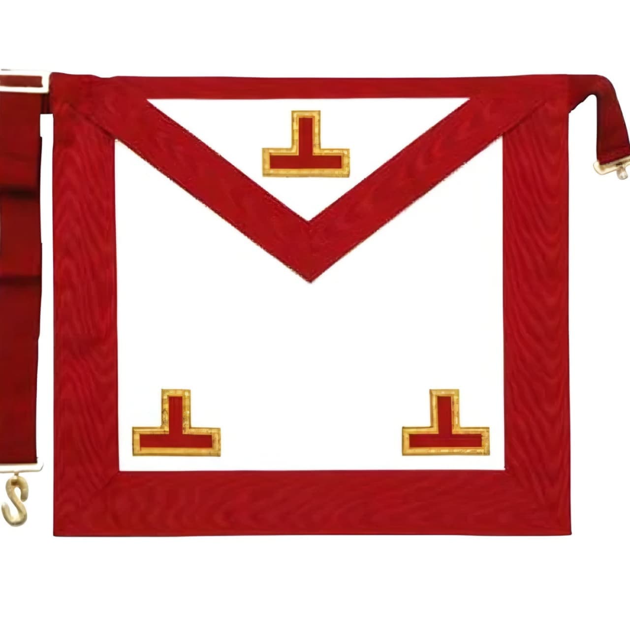Worshipful Master Scottish Rite Apron – White & Red Moire Borders with Triple Taus