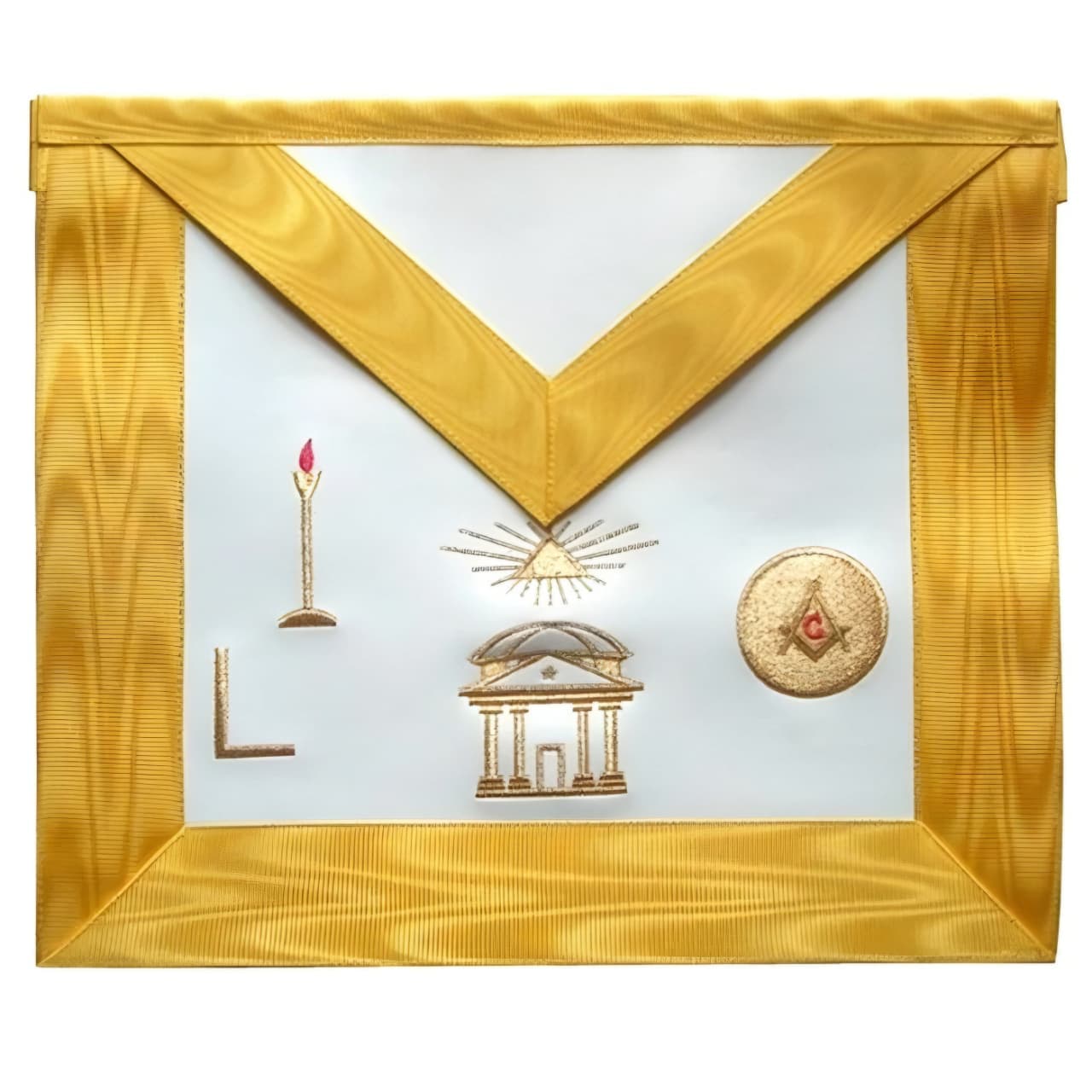 16th Degree Scottish Rite Apron - White & Gold Moire