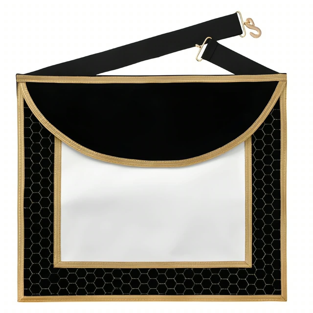 Scottish Rite Apron - Black Velvet With Gold Machine Embroidery