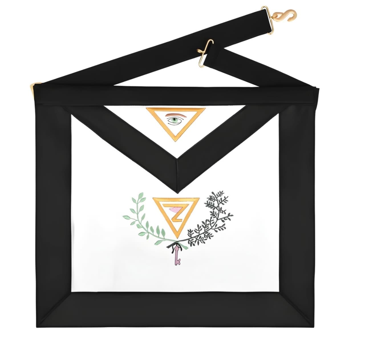 4th Degree Scottish Rite Apron - Black Moire Ribbon & Embroidered Wreath