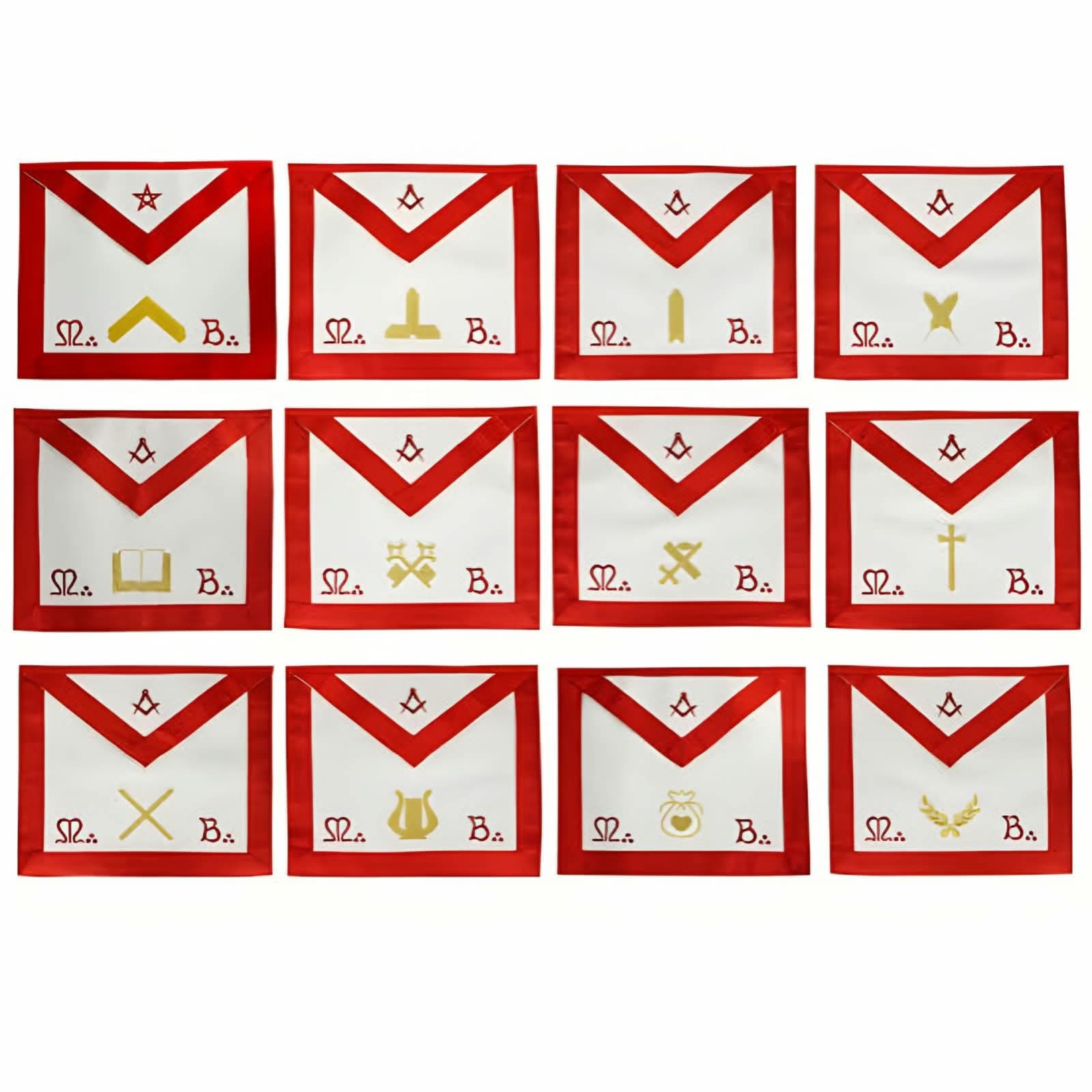Masonic Scottish Rite Officers Apron Set of 9 AASR (REAA)